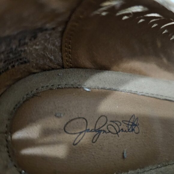 Tan Jaqueline Smith wedge sandals open toe - Picture 4 of 7